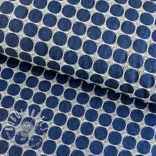 Tessuto di cotone JEANS Circles dark blue