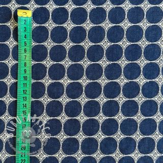 Tessuto di cotone JEANS Circles dark blue