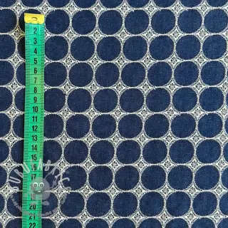 Tessuto di cotone JEANS Circles dark blue