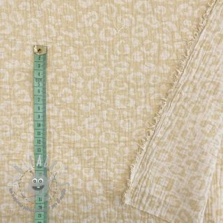 Mussola/Doppia garza jacquard Animal yellow ecru