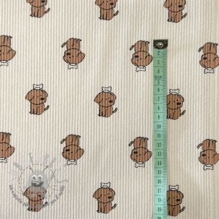 Velluto a coste STRETCH Dog off white
