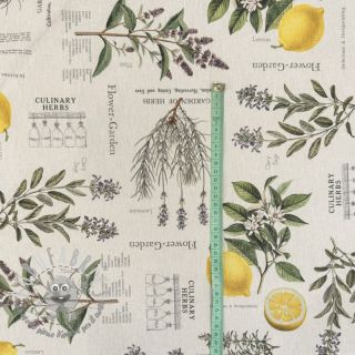Tessuto decorativo Linenlook Lavender citrus recipe digital print