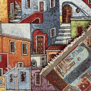 Tessuto decorativo GOBELIN Happy colourful village