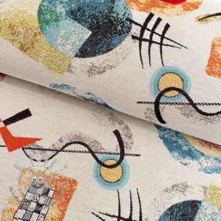 Tessuto decorativo jacquard COMPOSITION allover blanc