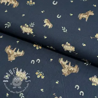 Tessuto di cotone Ponny navy digital print