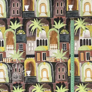 Tessuto decorativo Tropical cottages brique digital print