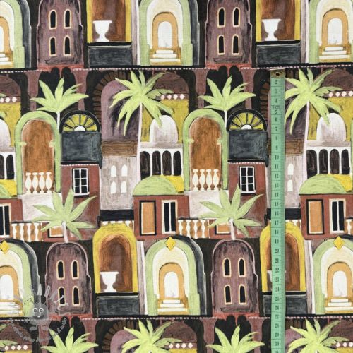 Tessuto decorativo Tropical cottages brique digital print