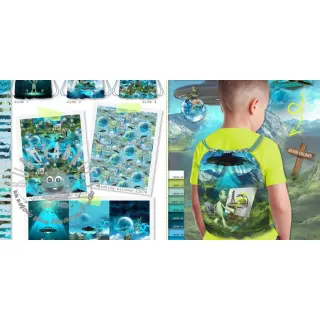 Tessuto decorativo KIDS BACKPACK Alien my friend PANEL