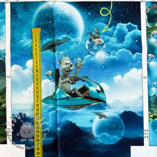 Tessuto decorativo KIDS BACKPACK Alien my friend PANEL