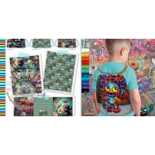 Tessuto decorativo KIDS BACKPACK HipHop monster PANEL