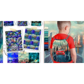 Tessuto decorativo KIDS BACKPACK Awesome cars PANEL