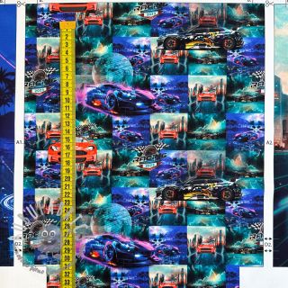 Tessuto decorativo KIDS BACKPACK Awesome cars PANEL