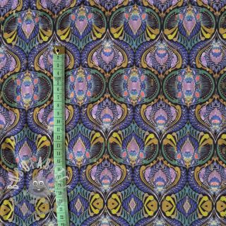 Viscosa LUREX Purple leaves digital print