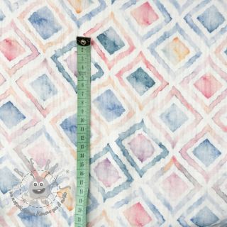 Mussola/Doppia garza Geo watercolour blue digital print