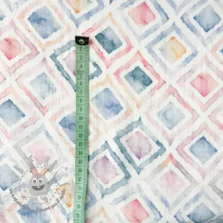 Mussola/Doppia garza Geo watercolour blue digital print