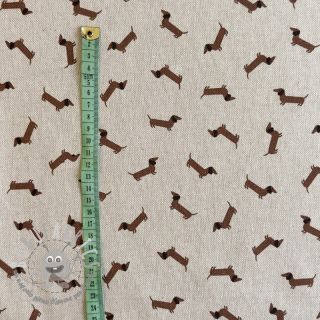 Tessuto decorativo Linenlook LITTLE DACHSHUND DOG
