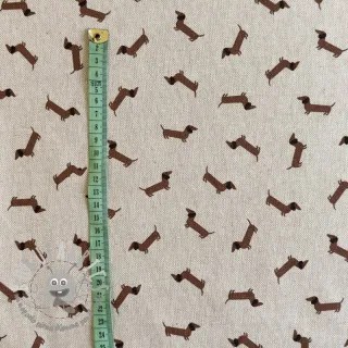 Tessuto decorativo Linenlook LITTLE DACHSHUND DOG