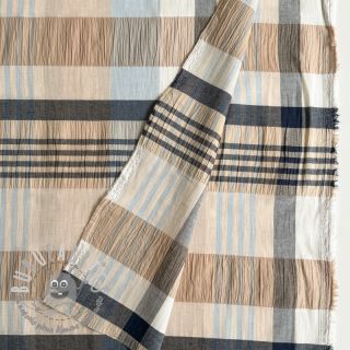 Tessuto di cotone YARN DYED Check and stripe light blue