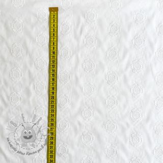 Tessuto di cotone VOILE Embroidery Dotty flowers white