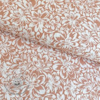 Lino prelavato Flowers light apricot