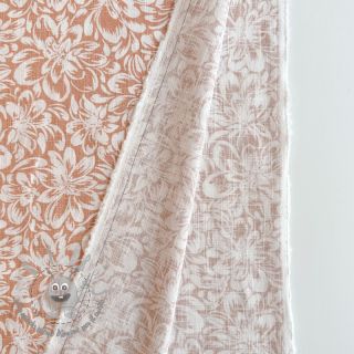 Lino prelavato Flowers light apricot