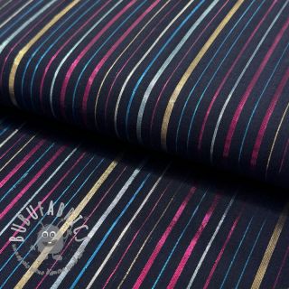 Tessuto di cotone LUREX stripes navy