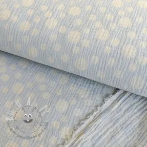 Mussola/Doppia garza JACQUARD Dots light blue
