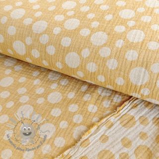 Mussola/Doppia garza JACQUARD Dots dark yellow