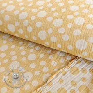 Mussola/Doppia garza JACQUARD Dots dark yellow