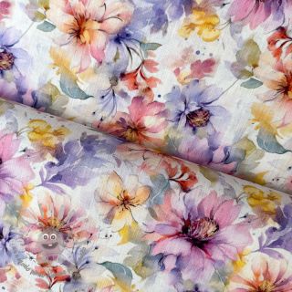 Lino con cotone Peony roses RAMIE light pink digital print