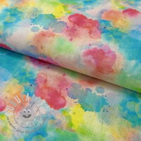 Lino con cotone Abstract flowers RAMIE blue digital print