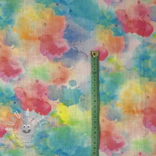Lino con cotone Abstract flowers RAMIE blue digital print