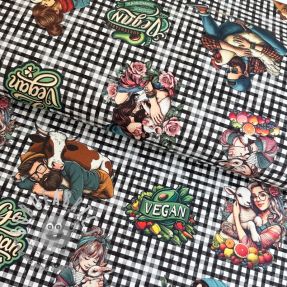 Tessuto decorativo Vegan black check digital print