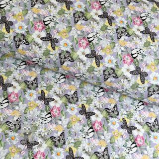 Tessuto decorativo Genoveva butterfly lila digital print