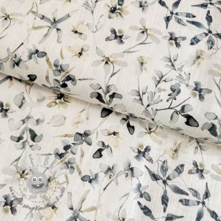 Lino con cotone Water florals design A digital print
