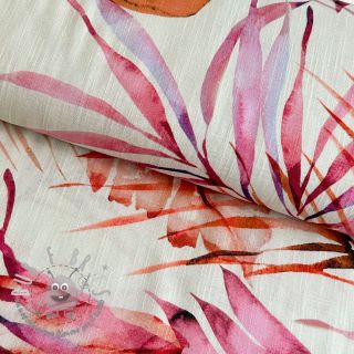 Viscosa con lino Tropical leaves bronze digital print