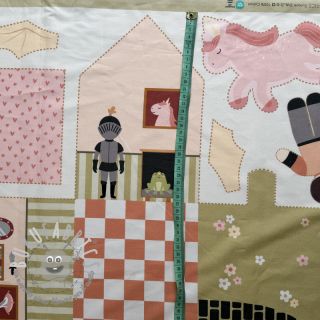 Tessuto di cotone Castle dollhouse PANEL digital print
