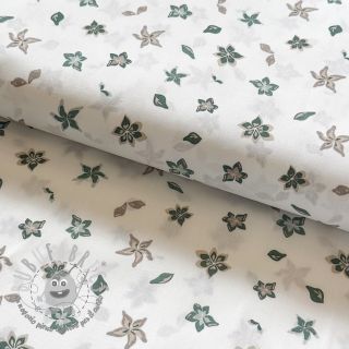Tessuto di cotone Faded flowers Snoozy old green