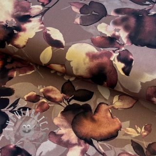 Viscosa Twill water painted floral brown digital print