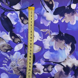Viscosa Twill water painted floral blue digital print