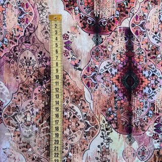 Viscosa Satin antique Maroque brown digital print