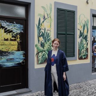 Popeline di cotone navy