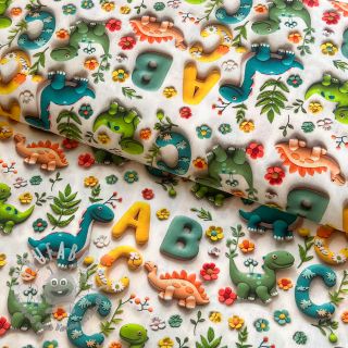 Tessuto di cotone Dino baby design C digital print