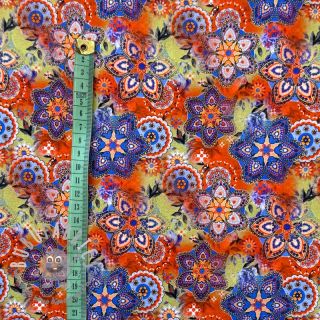Jersey Floral mandala blue digital print