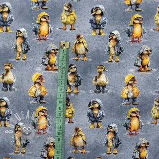 Jersey Raincoat ducklins grey digital print