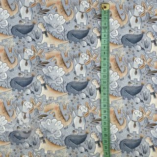 Jersey Happy dinos grey digital print