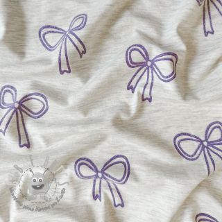 Jersey Glitter bows ecru melange