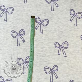 Jersey Glitter bows ecru melange