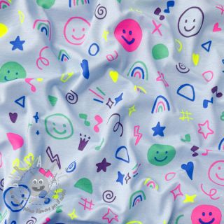 Jersey Neon doodles light blue