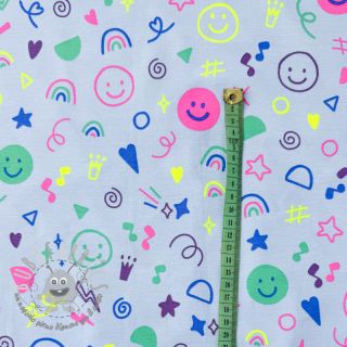 Jersey Neon doodles light blue
